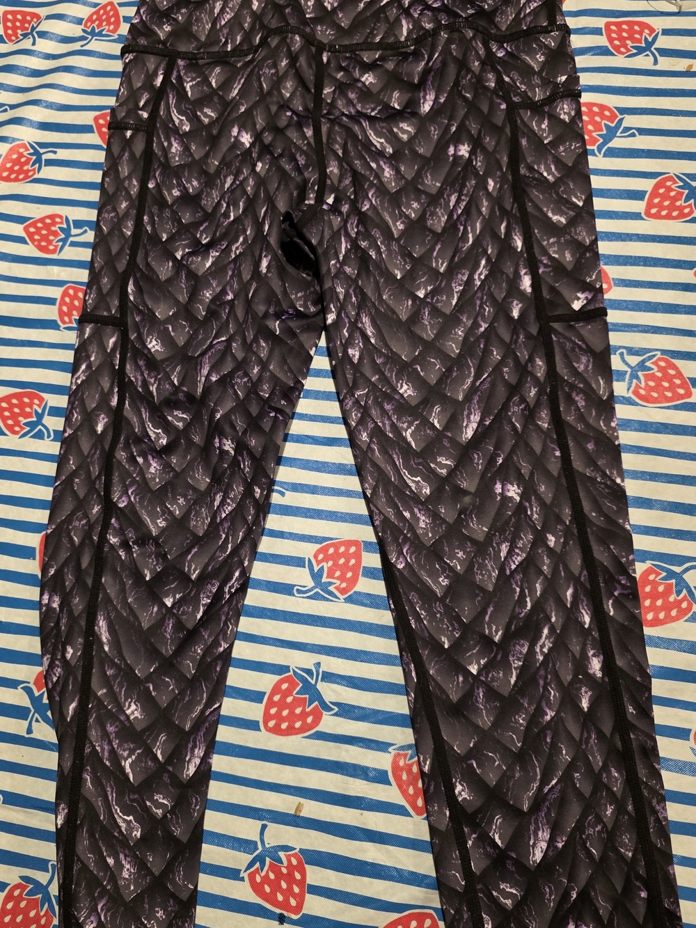 Constantly Varied Gear Quilted-Pattern Capris in Black and Purple